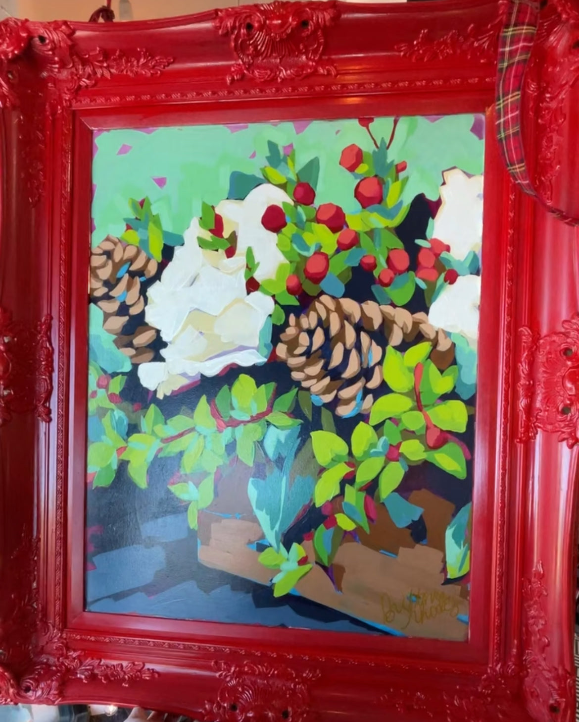 Vintage Red Frame- Holiday Bouquet