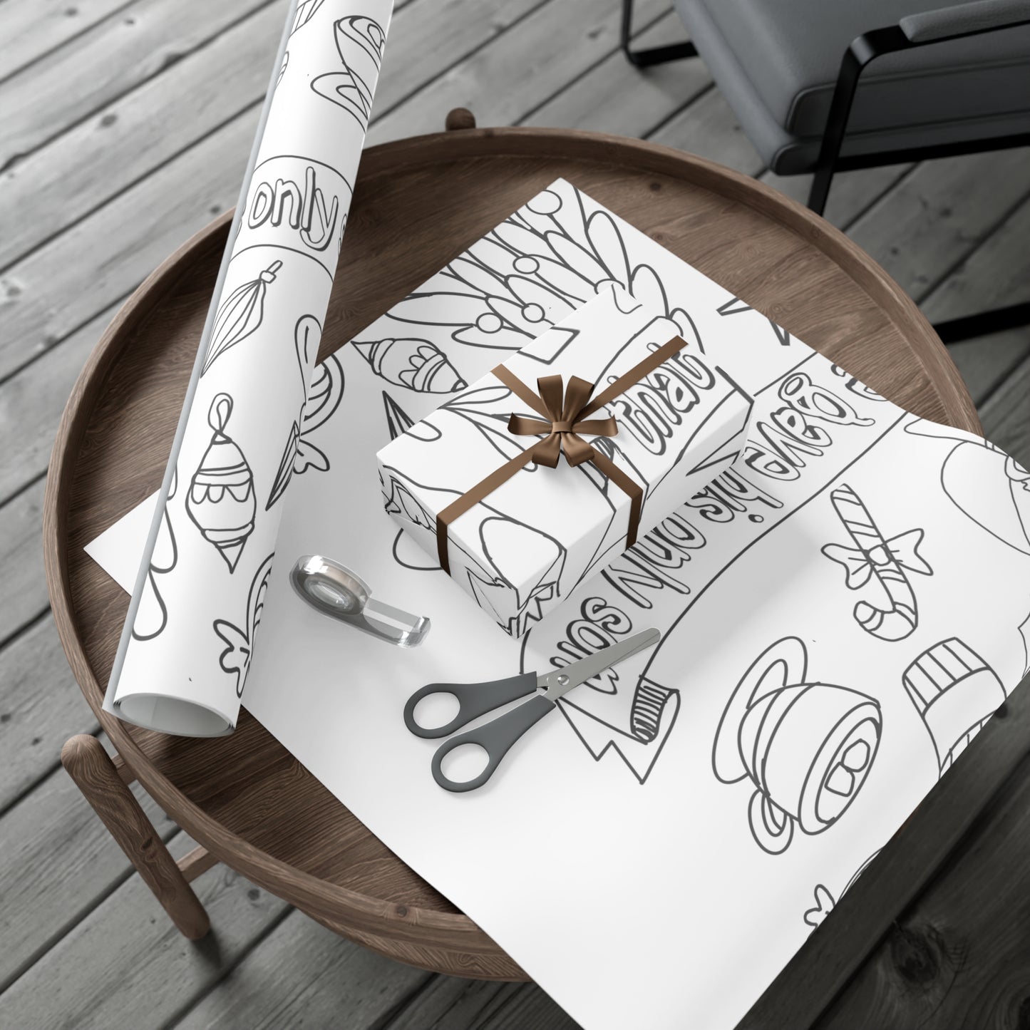 Christmas Coloring Tablecloth/Poster - Gift Wrap Papers