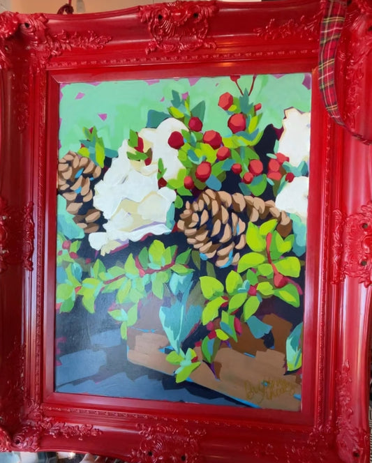 Vintage Red Frame- Holiday Bouquet
