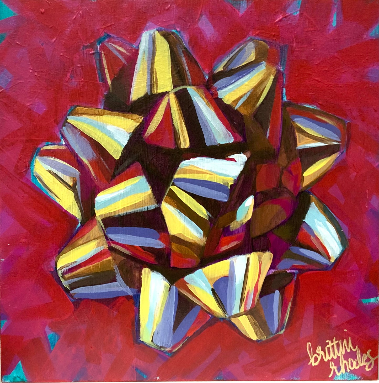 Shiny Gold Bow Painting