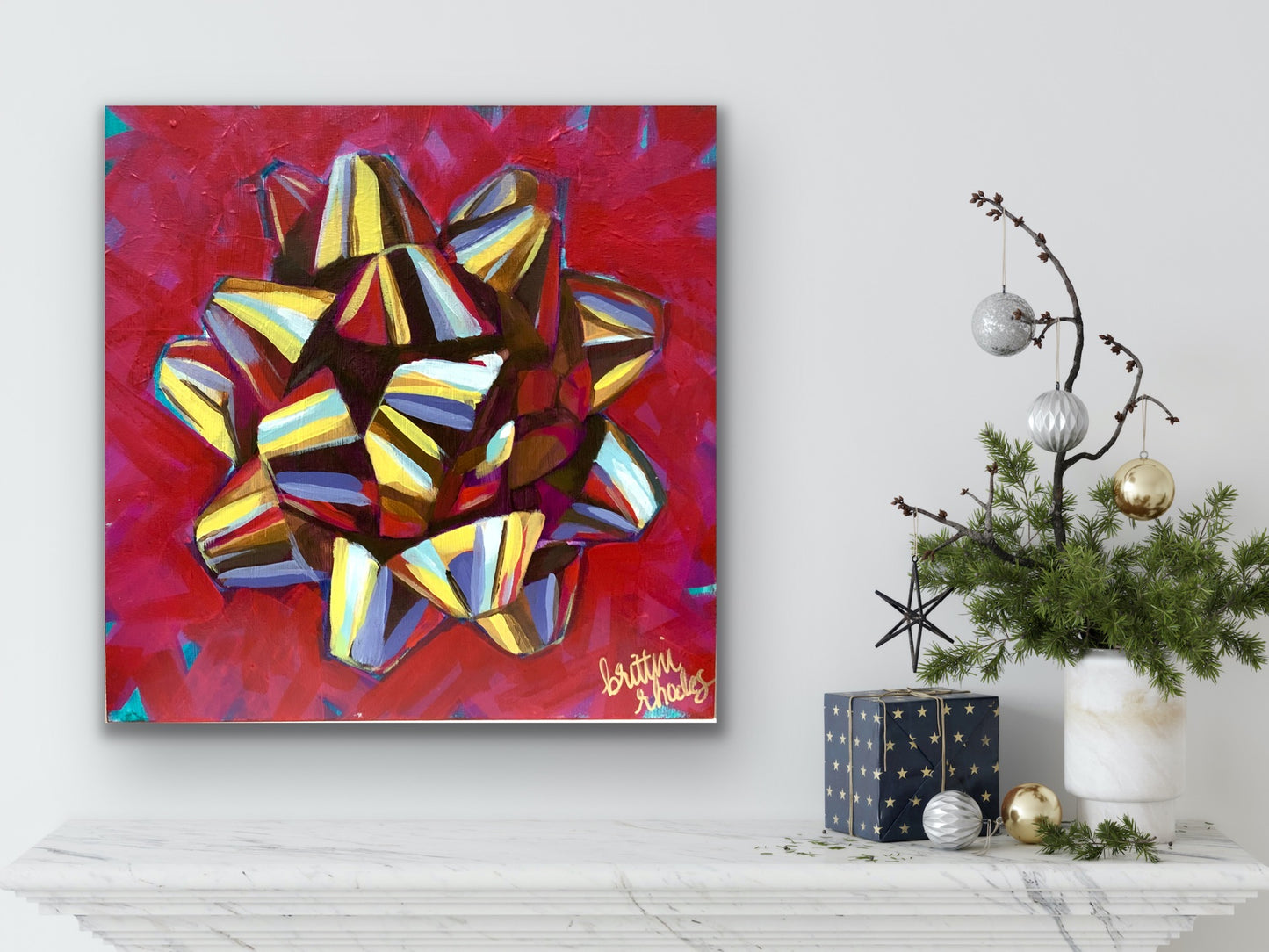 Shiny Gold Bow Painting