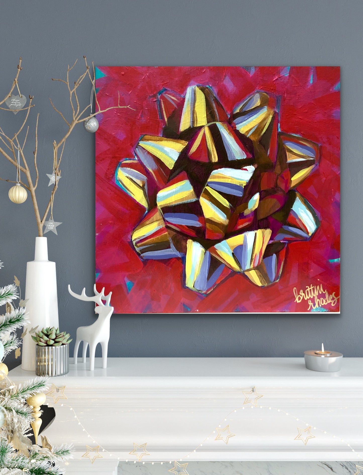 Shiny Gold Bow Painting