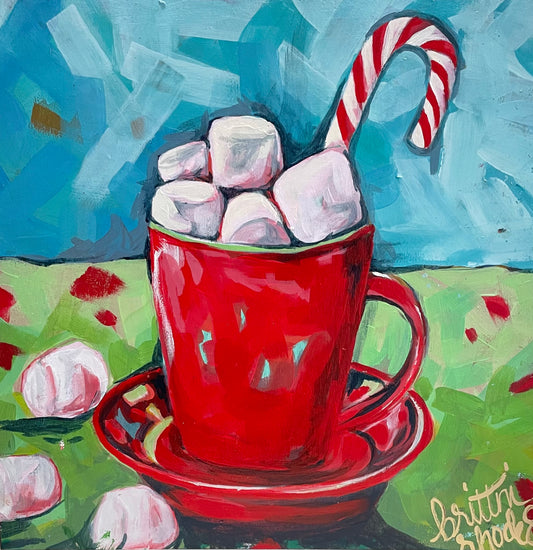 Red Mug Candy Cane Painting