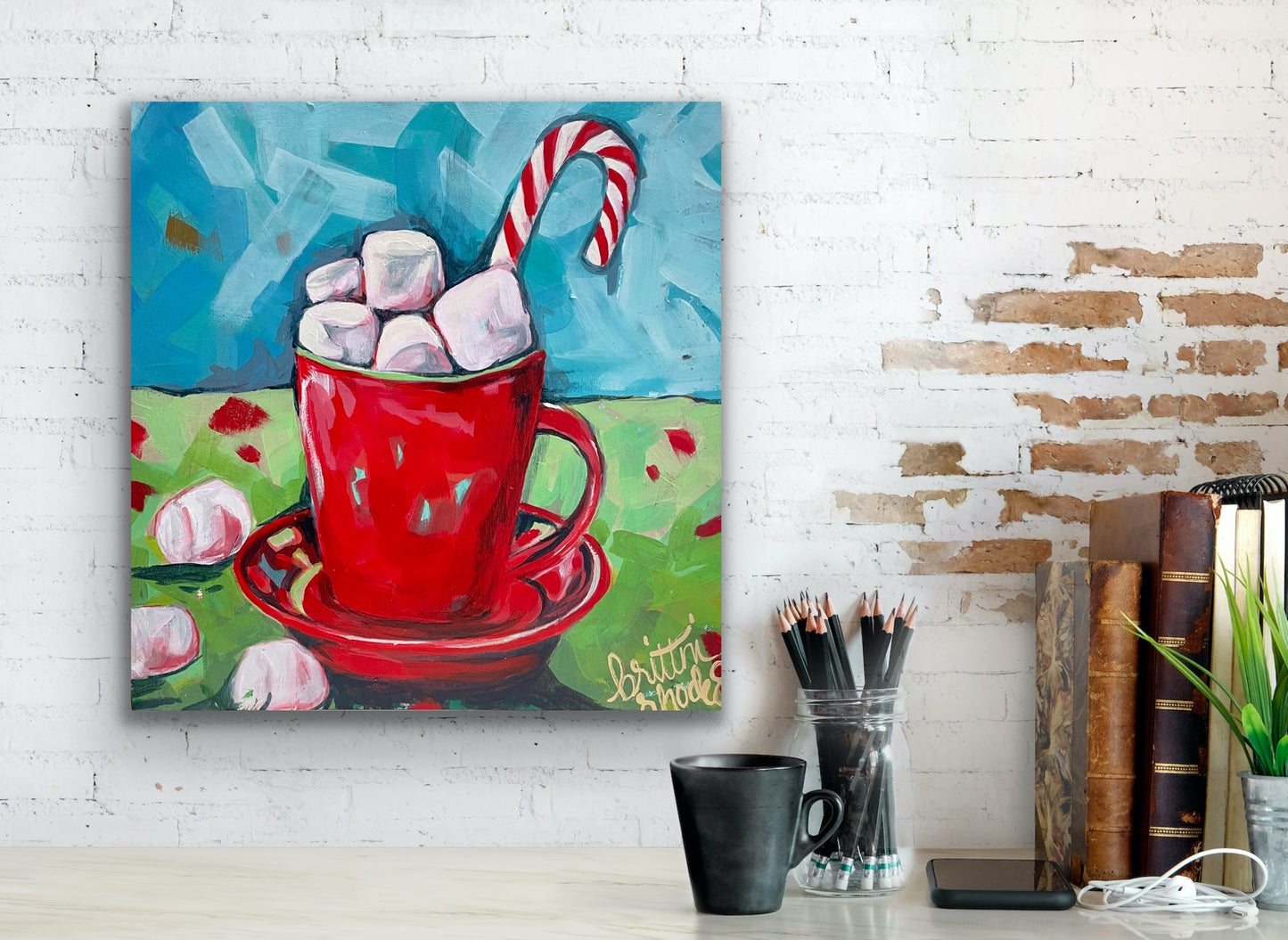 Red Mug Candy Cane Painting