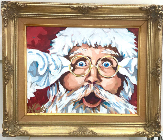 Santa’s Surprise Painting Framed [SOLD]